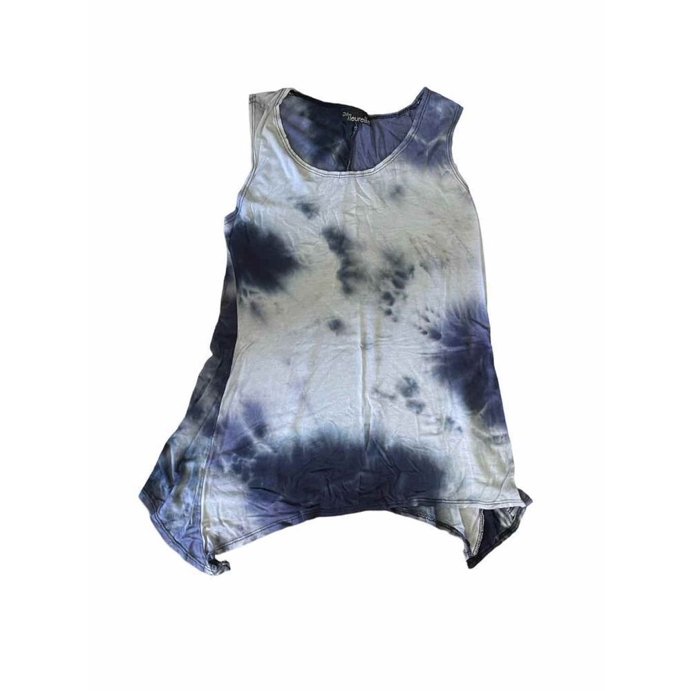 JM Fleurette|Tank Top Asymmetrical Hem Tie Dye Blue White‎